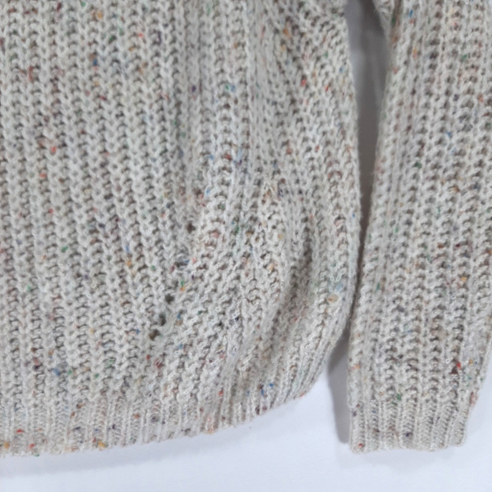 Moon & Madison Cream Confetti Speckled Cowl Neck Chunky Knit Sweater Large - Picture 8 of 10